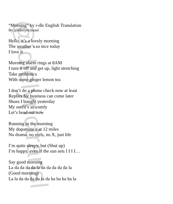idlelyrictransl's tweet photo. A translation of "Morning" by #idle https://t.co/91z87hq0k3