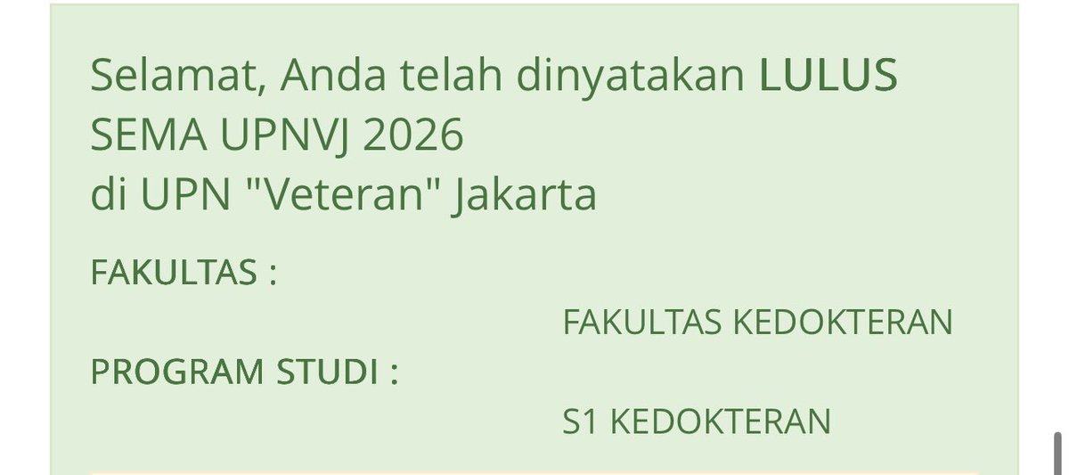 marchiverkp's tweet photo. again and again, Tuhan Yesus baik! dikasih kesempatan lolos fk jalur sema upnvj 💗 https://t.co/ySjx8QnbhW
