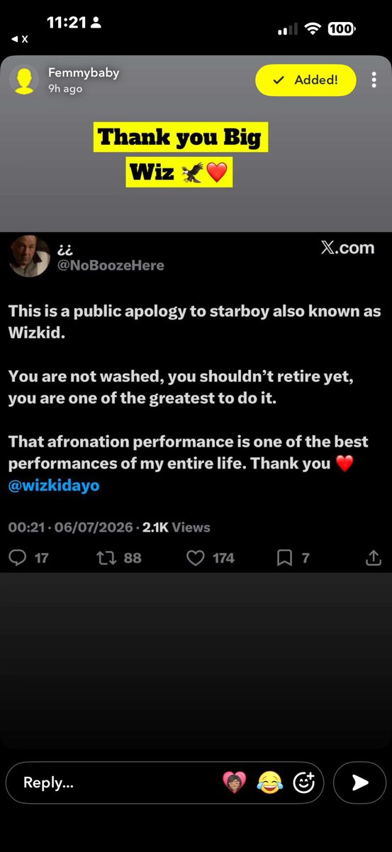 blackebony28's tweet photo. Femmy via snap — “Thank you Big Wiz” 🦅❤️ https://t.co/VVMTn8p42o