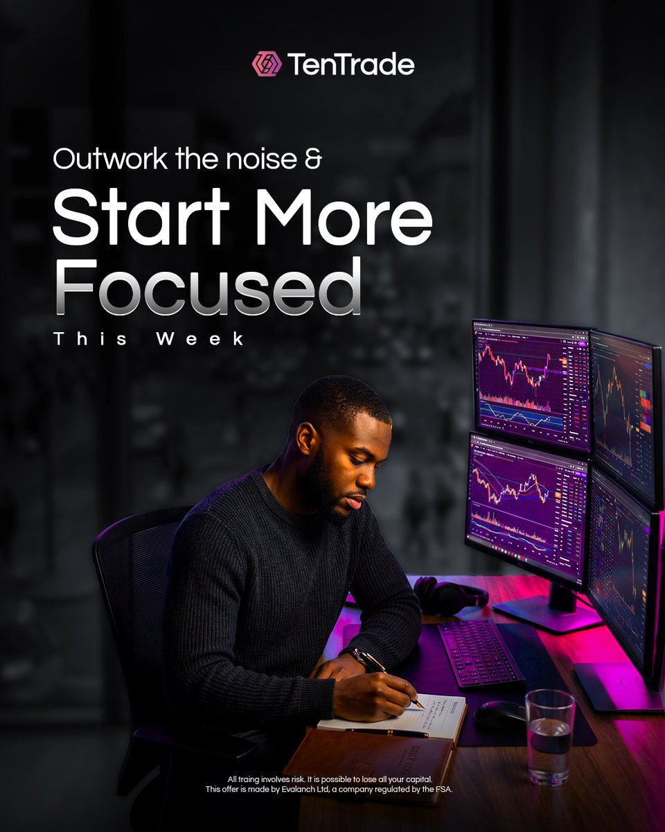 Tentradeafrica's tweet photo. Outwork the noise. Start more focused this week.
Distractions will always be there, discipline is what separates traders who grow from those who stay stuck.
Start your week with focus.
#tentrade #tradingmindset #forextrading #tradingdiscipline #forexafrica https://t.co/qDYheW4a9q