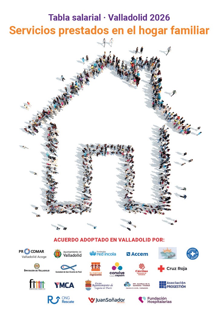 F_Rondilla's tweet photo. ⚠️TABLA SALARIAL EN EL HOGAR FAMILIAR📢
Actualización de las nuevas Tablas Salariales 2026 de los servicios prestados en el hogar familiar fruto del acuerdo entre entidades sociales, Ayuntamiento de Valladolid y Diputación de Valladolid https://t.co/Nx72ySw3ZJ