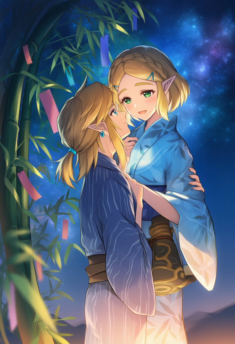 keinovelnovelai's tweet photo. リンクとゼルダ　七夕/Link &amp; Zelda　Tanabata
SFW illustration https://t.co/ey2aulXvWt