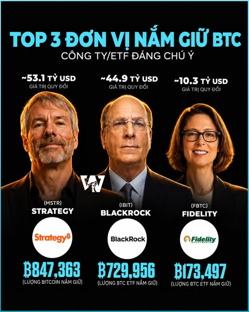 WolfCapitalNews's tweet photo. Tổng số BTC của cả 3 ông lớn @MicroStrategy , @BlackRock và @Fidelity cộng lại đã vượt qua con số 1.7 triệu $BTC.
Số lượng vài ngàn $BTC của các quốc gia nhỏ thực chất chỉ là muối bỏ bể so với túi tiền không đáy của các định chế tài chính này. https://t.co/i1PTMSQZds