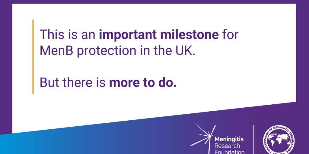 M_R_F's tweet photo. 💜 Over a decade of campaigning has led to this moment. 

The MenB vaccine rollout is beginning across the UK. If you’re eligible, look for your invite, book your appointment and make sure you get both doses.   

👉 https://t.co/fuVFajKbHV  

#DefeatMeningitis #MenB https://t.co/0setS1YNWh