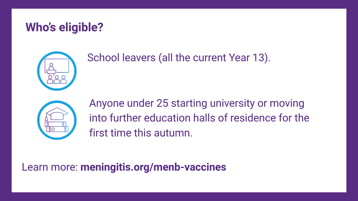 M_R_F's tweet photo. 💜 Over a decade of campaigning has led to this moment. 

The MenB vaccine rollout is beginning across the UK. If you’re eligible, look for your invite, book your appointment and make sure you get both doses.   

👉 https://t.co/fuVFajKbHV  

#DefeatMeningitis #MenB https://t.co/0setS1YNWh