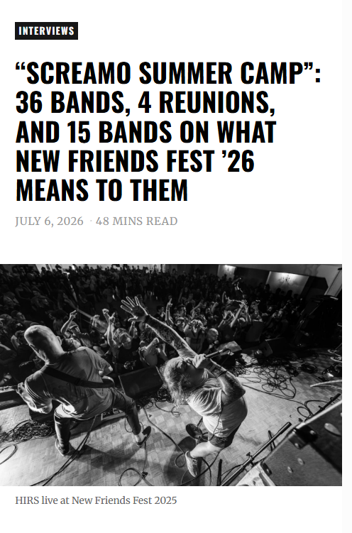IDIOTEQ's tweet photo. New screamo meg a feature just landed! New Friends Fest '26 Special: 36 bands, four reunions, and a 15-band roundtable. https://t.co/NRhVlsV4oD https://t.co/UjyacdiuAj