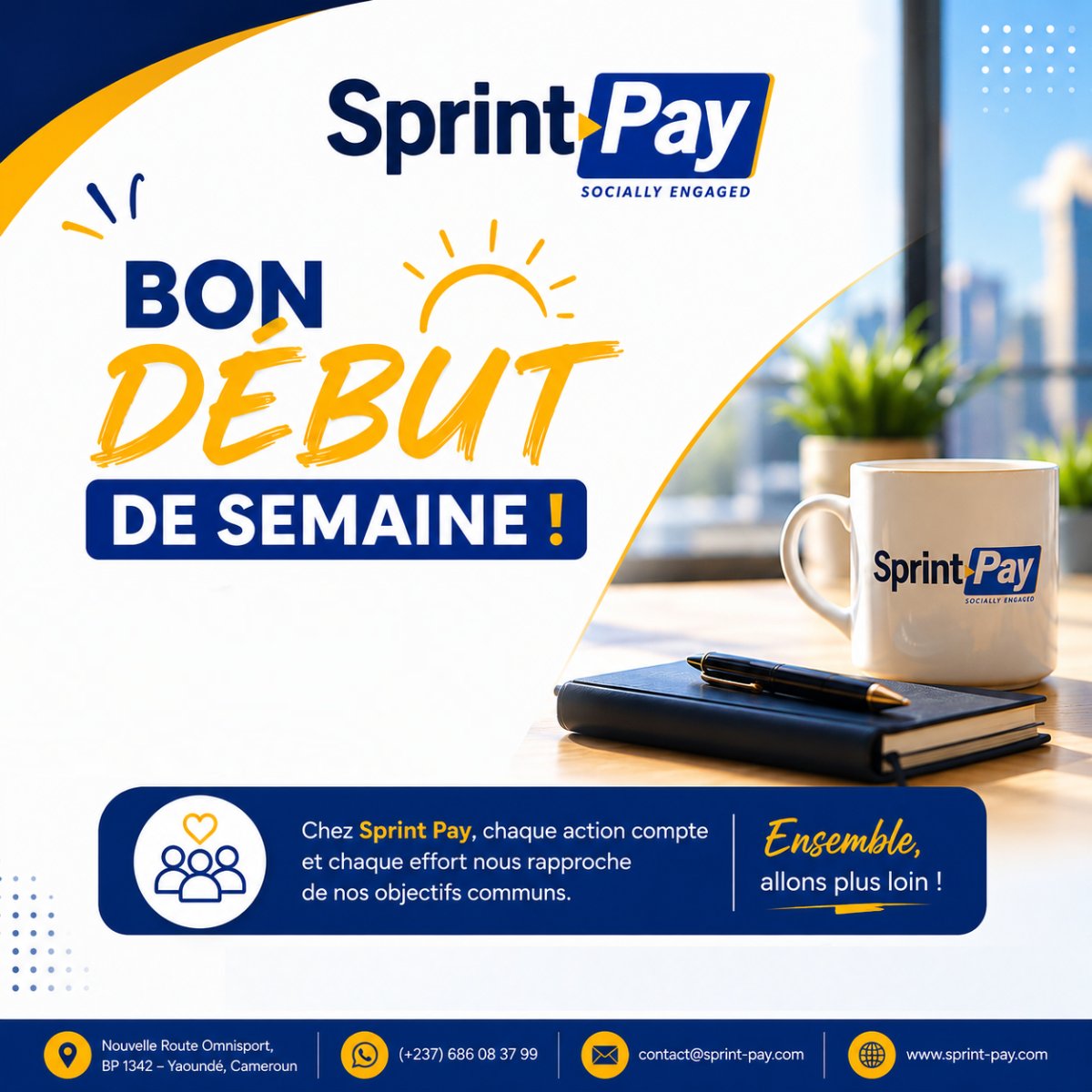 SprintPayTech's tweet photo. Excellente semaine à tous nos collaborateurs et partenaires. Plein succès dans vos projets. ✨ #Professionalism #Growth https://t.co/TfYfUFM8lD