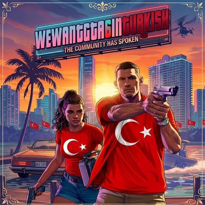 systems_first's tweet photo. 🇹🇷 GTA 6'nın resmi olarak Türkçe dil desteğiyle çıkmasını istiyoruz.

Bunu mümkün kılmak için sesimizi birlikte duyuralım.

Bize katılın, hesabı takip edin ve paylaşarak destek olun.

#GTA6 #Turkish #RockstarGames https://t.co/44jx0bFTWZ
