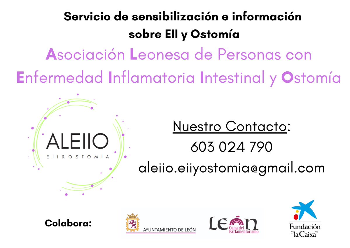 Asc_Aleiio's tweet photo. Servicio de sensibilización e información sobre EII y Ostomía

No paramos en verano

Ponte en contacto con nosotros en:
603 024 790
aleiio.eiiyostomia@gmail.com

!Estamos para ayudarte y acompañarte!

#Eii #Ostomía #Leonesp #AyuntamientoLeón #FundacionLaCaixa #QueNadaTePare https://t.co/9Trw86MijV