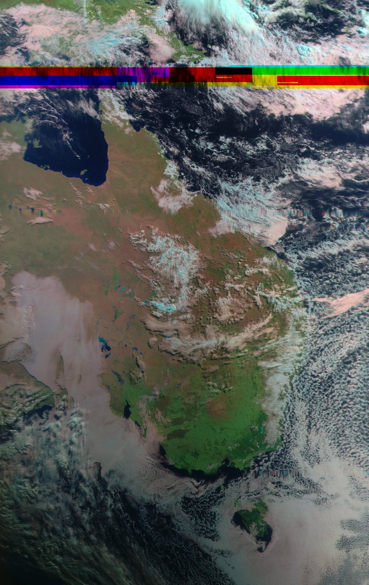 BenSKlerk1's tweet photo. #MeteorMN2_3 and #MeteorMN2_4 today's passes 6 July AEST
#Satdump, #QFH, #Nooelec Noaa, #Airspy mini
#weather #LRPT #Satellite #Australia https://t.co/JjRwQuwlYS