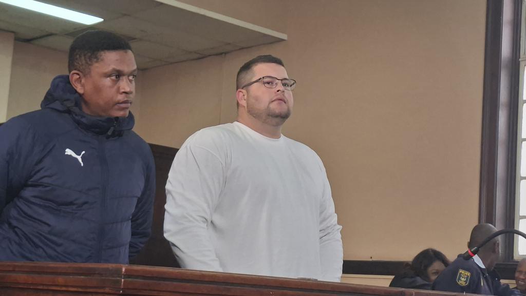 DEVELOPING] EMPD officer Adrian MacKenzie & businessman Etienne van der Walt make their first appearance in court. They've been linked to the 2023 theft of precious stones worth R14.9 million. State prosecutor