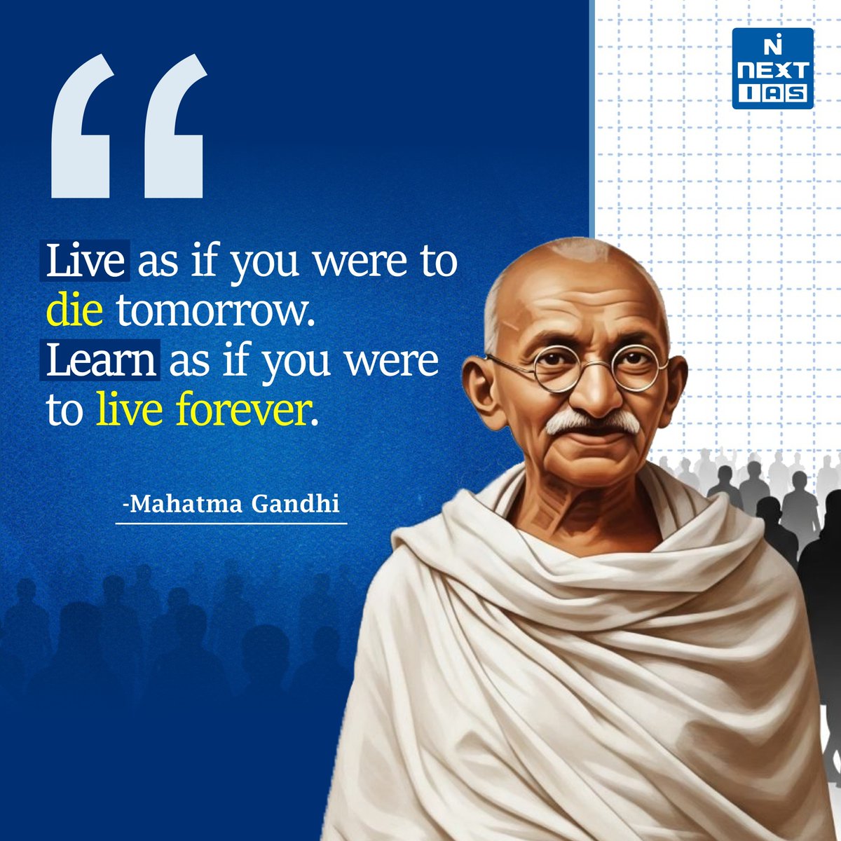 NEXTIAS_Delhi's tweet photo. ✨Quote of the Day
👉 “Live as if you were to die tomorrow. Learn as if you were to live forever.”
— Mahatma Gandhi
#QuoteOfTheDay #MahatmaGandhi #LifelongLearning #Wisdom #Motivation #Inspiration #UPSCPreparation #CivilServicesExam #Leadership #nextias https://t.co/niM0ClBs2r
