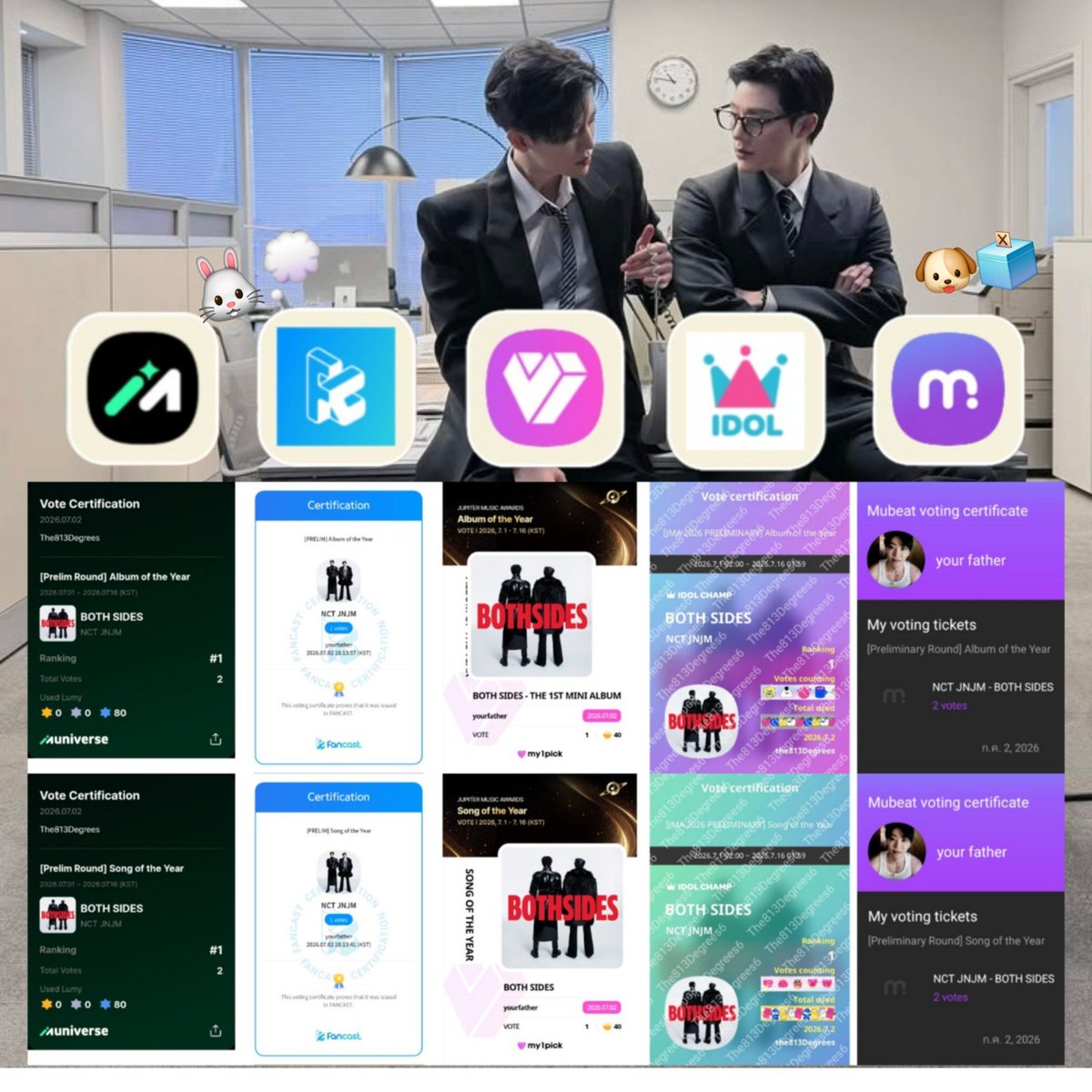 the813Degrees's tweet photo. 📢 วันนี้ในแอป Muniverse สามารถเก็บ Lumy ได้ครั้งละ 10 ค่ะ (ปกติครั้งละ 5) ทุกคนมาเก็บกันนน เอาไปโหวตแจมโน่ค่า 

🏆 NCT JNJM มีชื่อเข้าชิงรางวัล JUPITER MUSIC AWARDS 2026 ทั้งหมด 2 รายการ

🩷 Song of the Year
💙 Album of the Year 

ตอนนี้เป็นรอบ Prelim Vote ช่วยทำให้เข้ารอบต่อไปกันค่ะ

• Muniverse - TOP 20 
• Fancast - TOP 20
• My1Pick - TOP 20
• Idol Champ - TOP 10  
• Mubeat - TOP 20 

🔚 15Jul (23.59 น. 🇹🇭)

#โหวตเพื่อเจโน่แจมิน #VoteforJENOJAEMIN