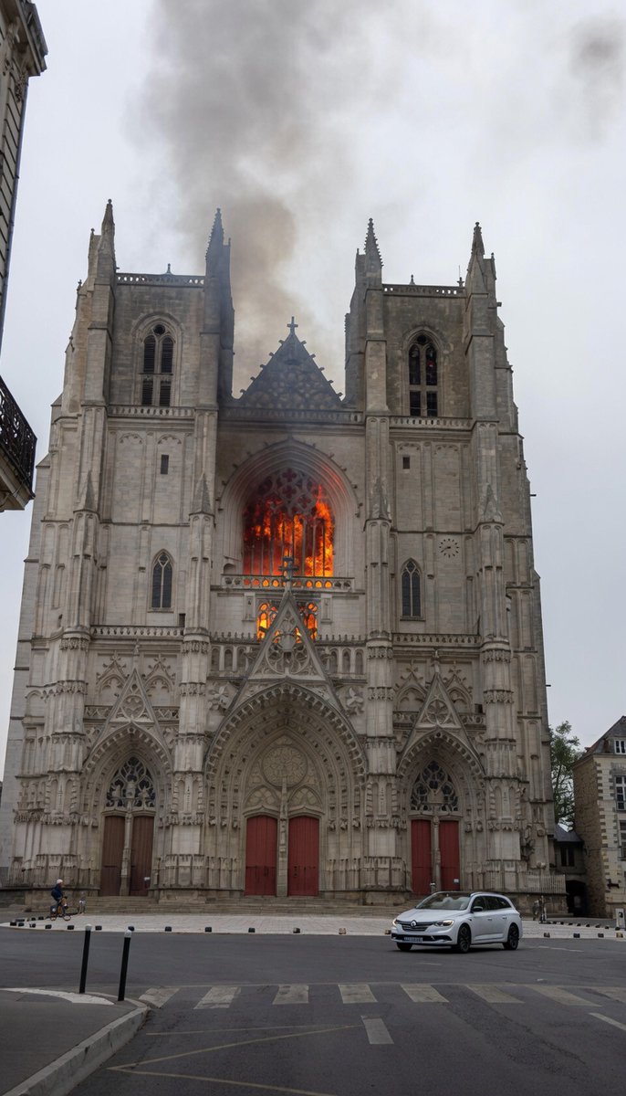 WONGthink's tweet photo. In 2016, Pope Francis shook hands with the Rwandan migrant Emmanuel Abayisenga.

In 2020, Abayisenga set fire to Nantes Cathedral, a 15th-century Gothic cathedral in France.

In 2021, he murdered Father Olivier Maire, who had given him shelter while he was on bail for the arson. https://t.co/3DoWyC8tvF