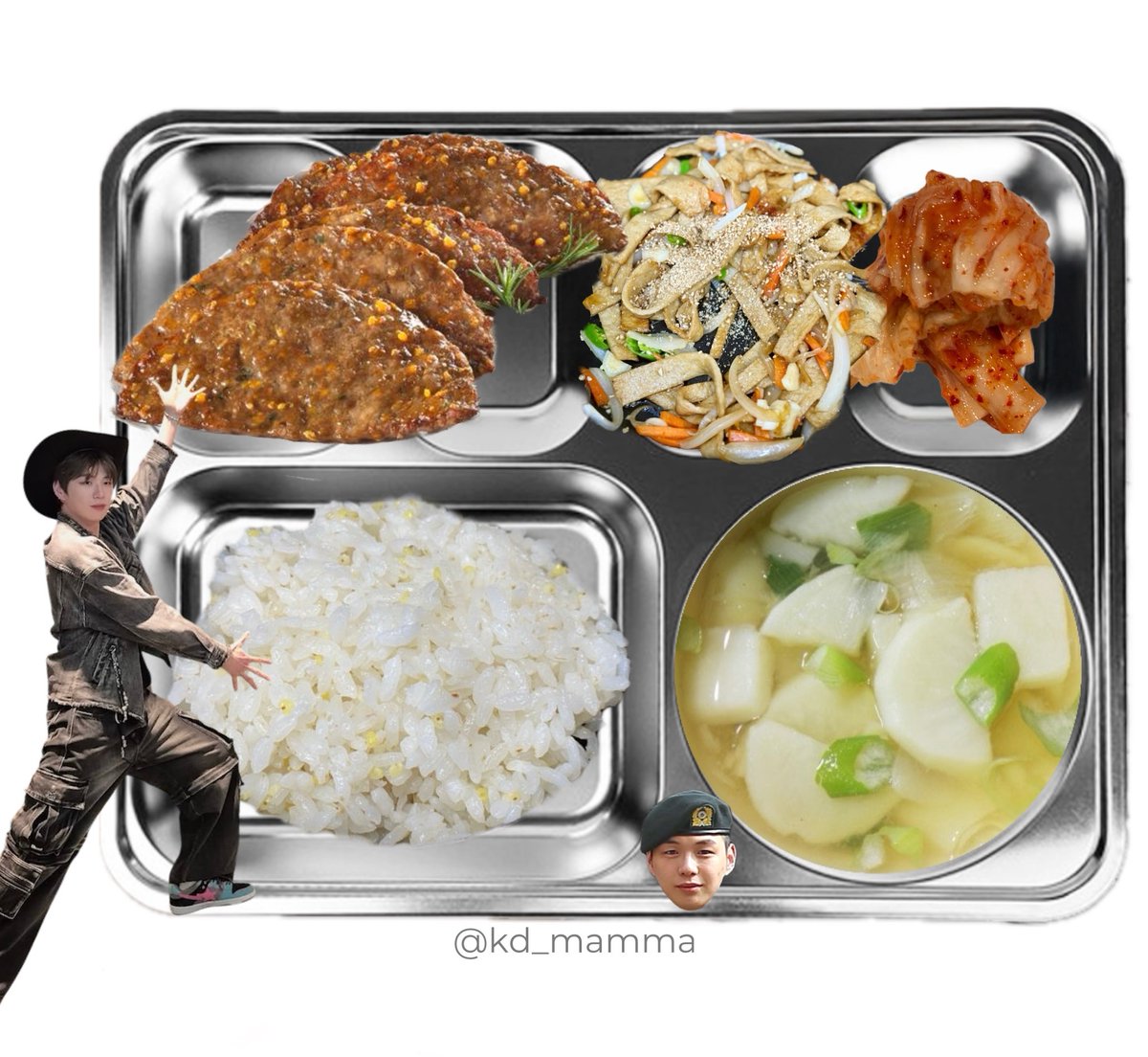 kd_mamma's tweet photo. 〔 2026년 7월 7일 조식 〕 
밥
감자호박국
어묵볶음
치즈언양식불고기
배추김치
   ᑎ__ᑎ      ᐱ__ᐱ     ᕱ__ᕱ
   (˶.•o•˶)    ( .•ω• )    ( .•⤚• )
ଘ(ა 🍚 )    (ა     ૮)｡   (      ٩)੭ https://t.co/9MTaNgJ2VG