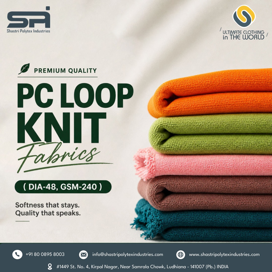 ShastriPolytex's tweet photo. Engineered with precision, our PC Loop Knit Fabrics offer the perfect balance of softness, strength, and long-lasting quality.

Designed for Comfort. Built to Last.

#ShastriPolytexIndustries #PCLoopKnitFabric #KnitFabric #SportsFabric #LowerFabric #TShirtFabric #QualityFabric https://t.co/a7f4iZx2X7