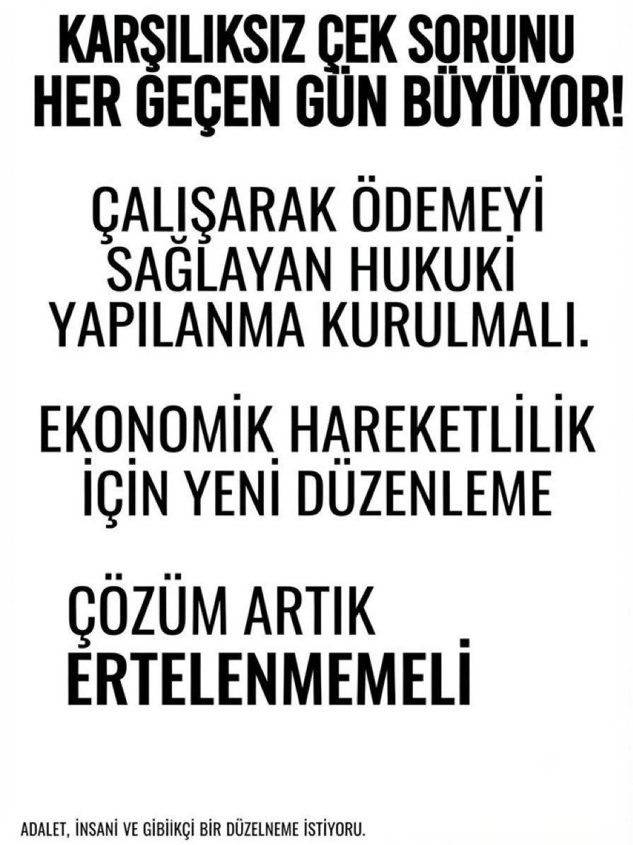 ErguelY's tweet photo. @GulsoySeydi Yıllarca vergi ödemiş, istihdam yaratmış esnaflar olarak bugün 5941 Sayılı Çek Kanunu’nun mağduruyuz. Biz affedilmek değil, borcumuzu namusumuzla ödemek için yapılandırma imkânı istiyoruz. #ÇekÖnergeyleEklensin #ÇekBorçlarınaYapılandırma
@GulsoySeydi https://t.co/zBLp7xwZAK