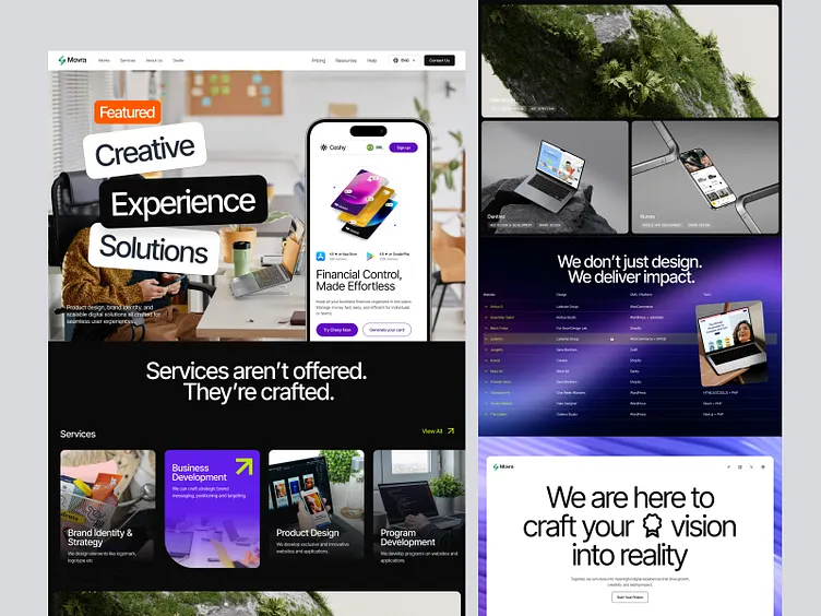 designsocket's tweet photo. A modern landing page crafted for a creative digital agency, focused on positioning services as high-value, outcome-driven solutions. The design blends bold typography, immersive visuals, and structured content to communicate credibility while maintaining a strong creativity https://t.co/dxbXOFDv8w