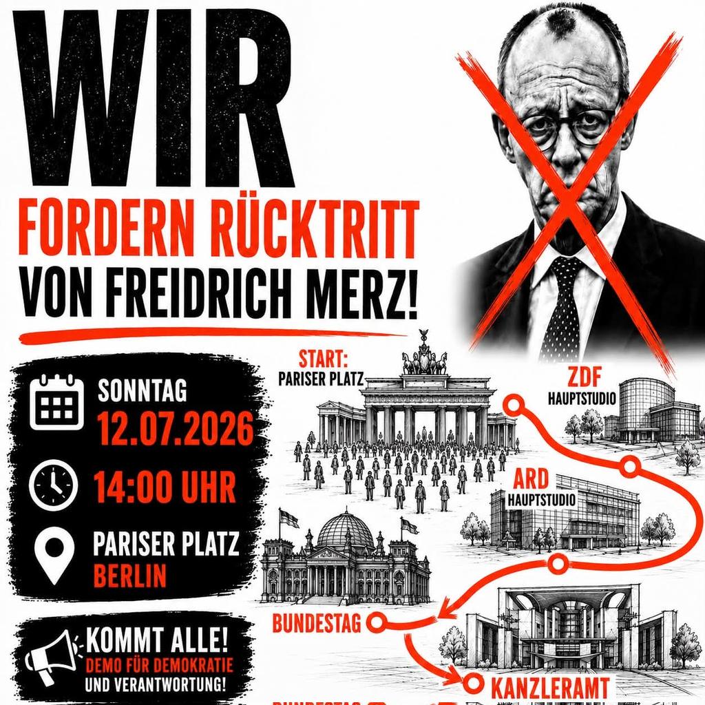 Der_Werlhof's tweet photo. Demo in Berlin am 12.7.
Beginn um 14 Uhr am Pariser Platz.

Wir fordern den Rücktritt von Friedrich Merz 

Bitte reposten. Je mehr kommen, desto besser.

#merzmussweg https://t.co/Yv6O9YeOSx