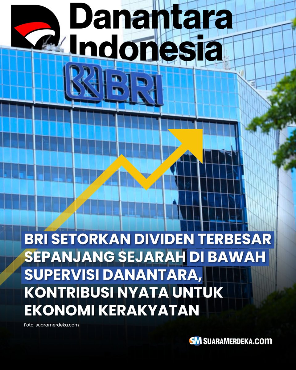 suaramerdeka's tweet photo. PT Bank Rakyat Indonesia (Persero) Tbk atau BRI terus memperkuat perannya sebagai penggerak ekonomi kerakyatan di bawah supervisi Danantara.

#suaramerdeka #suaramerdekacom #suaramerdekanetwork #bankbri #danantara #bbri #kinerja #umkm https://t.co/9jtbGS1Z2e