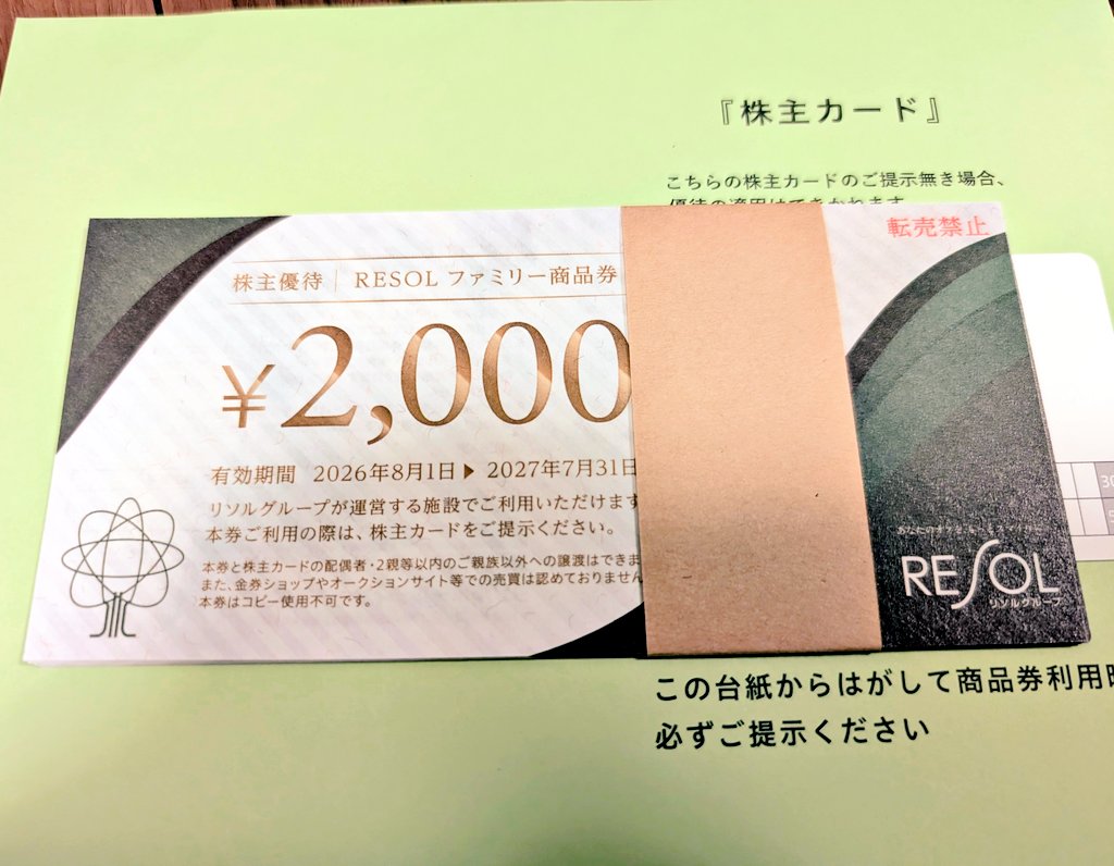 最終価格】リソルグループ 株主優待券 2万円分 リソルHD、株主優待を