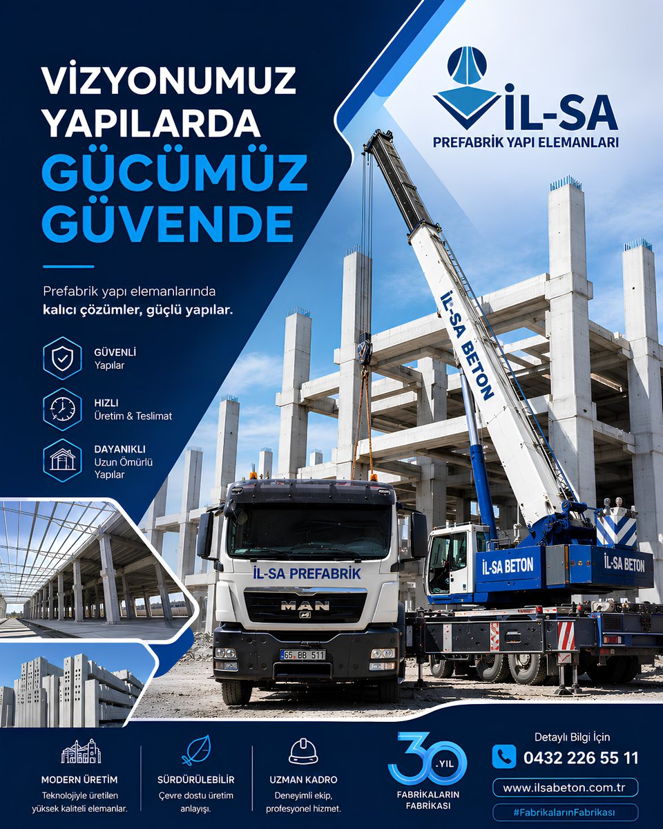 ilsaprefabrik's tweet photo. 🏗️ Geleceği sağlam temeller üzerine inşa ediyoruz.

İL-SA Prefabrik Yapı Elemanları olarak; kalite, güven ve dayanıklılığı bir araya getirerek projelerinize değer katıyoruz.
Modern üretim anlayışımız ve güçlü altyapımızla, uzun ömürlü yapılar inşa ediyoruz.

✔️ Güvenli Yapılar
✔️ Hızlı Üretim & Teslimat
✔️ Dayanıklı Prefabrik Çözümler

Her projede kalite, her yapıda güven.

📍 Detaylı bilgi için: 0432 226 55 11
🌐 https://t.co/f42UoqfxAM

#İLSA #İLSABeton #Prefabrik #PrefabrikYapı #Beton #İnşaat #YapıSektörü #EndüstriyelYapılar #FabrikalarınFabrikası