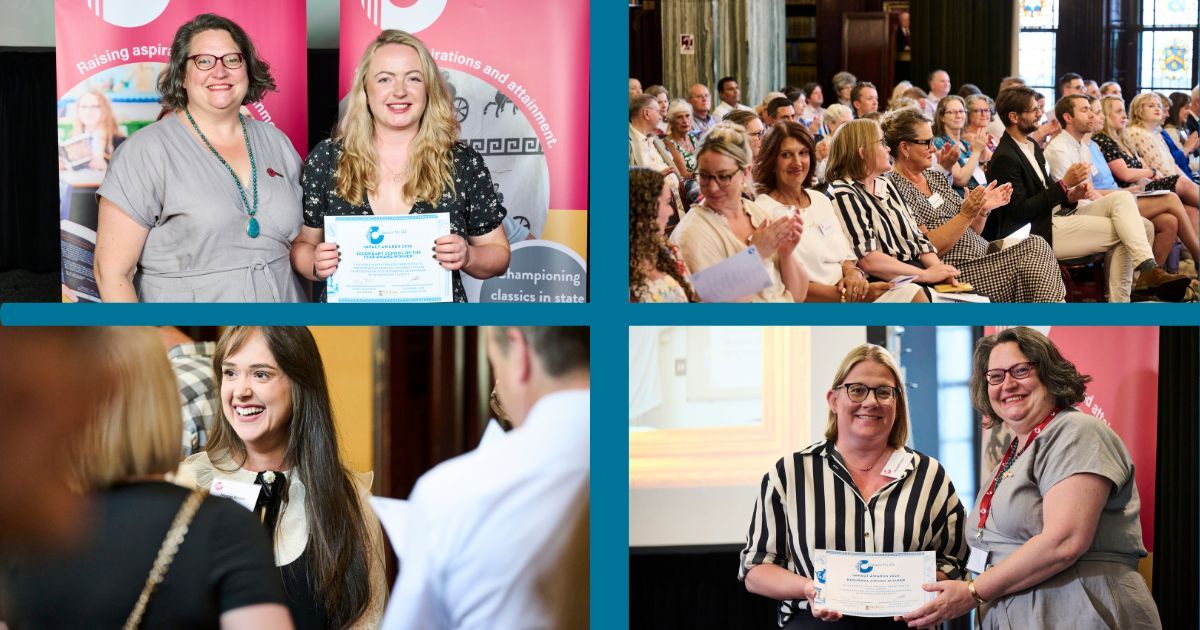 classicsforall's tweet photo. Our annual Impact Awards are one of the highlights of the year. We are glad we got to celebrate the achievements, effort and commitment of our teachers to enrich the lives of their students through Classics despite the heatwave! 

Thanks to all who came. https://t.co/gkbgtVpkJe