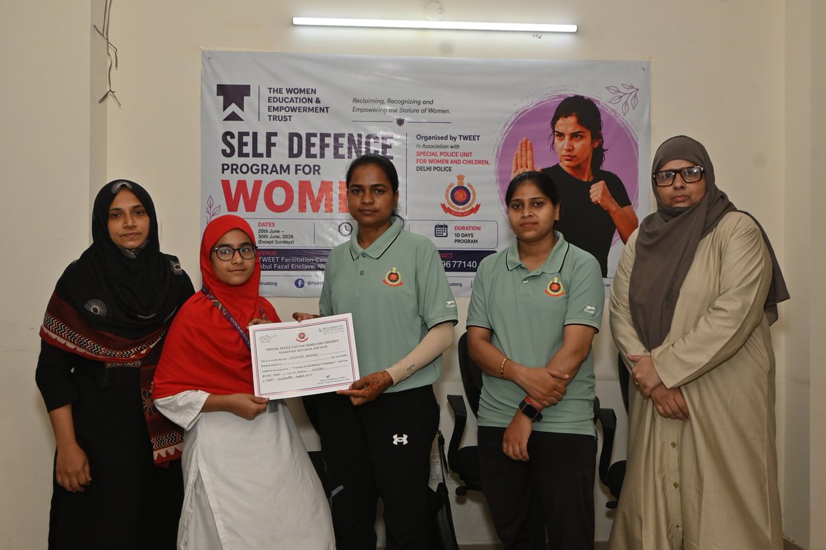 tweetrustorg's tweet photo. The Women Education &amp; Empowerment Trust  in association with the Special Police Unit for Women and Children, Delhi Police, successfully conducted a 10-Day Self Defence Program from 20th june to 3rd July 2026 at the TWEET Facilitation Centre, Abul Fazal Enclave, New Delhi. https://t.co/7wLKNh9L2X