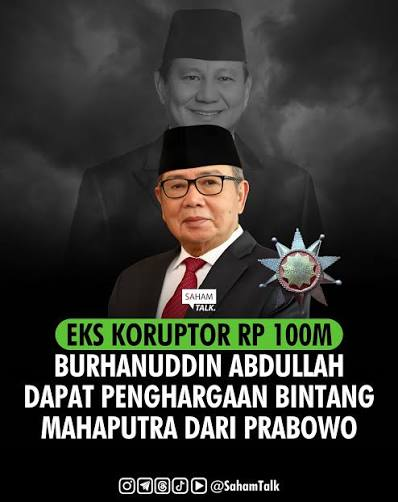 dimarsasongko98's tweet photo. Mau melamar kerja di Indonesia?
Siapkan SKCK , bebas catatan kriminal.

Mau jadi Komisaris Utama PLN?
Rupanya tidak perlu.

Burhanuddin Abdullah:
a.  Terpidana korupsi , aliran dana Bank Indonesia Rp100 miliar ke mantan pejabat BI & anggota DPR
b. Vonis: 5 tahun penjara , Pengadilan Tipikor Jakarta, 29 Oktober 2008
c. Juli 2024 , diangkat Komisaris Utama PT PLN (Persero)
d. Agustus 2025 , menerima Bintang Mahaputra Adipradana dari Presiden Prabowo

Rakyat biasa melamar kerja , wajib bersih catatan kriminal.

Terpidana korupsi Rp100 miliar , dapat bintang kehormatan negara, lalu duduk paling atas di perusahaan listrik 280 juta rakyat.

Pemerintah bilang korupsi adalah musuh bersama.

Musuh bersama — yang diberi bintang dan kursi?

🤮