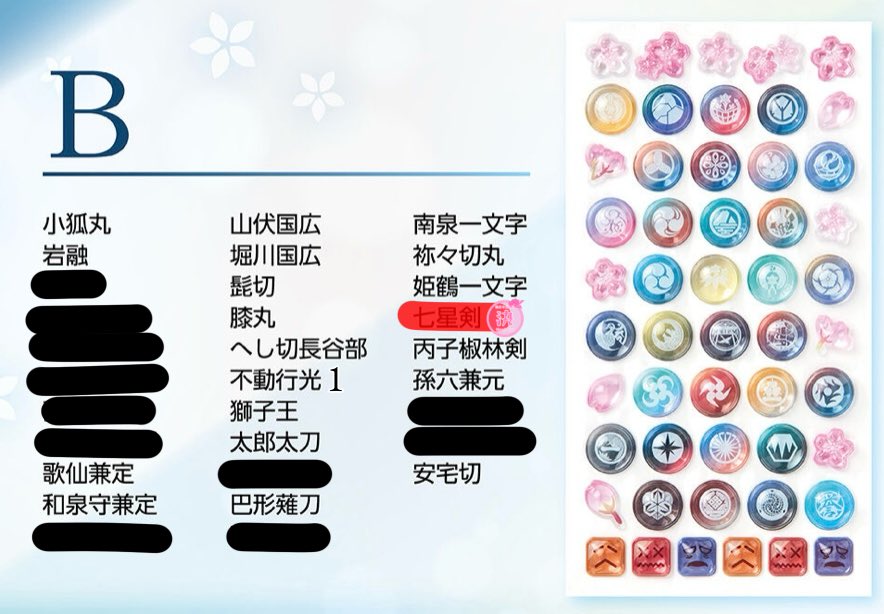 sawa_itigo's tweet photo. 【交換、譲渡】
刀剣乱舞ONLINE 
ボンボンドロップシール

【譲】A3、B3、C3、D2画像参照
【求】一期一振＞鶴丸国永＞京極正宗＞加州清光、秋田藤四郎、乱藤四郎＞粟田口、正宗、笹貫

譲渡の場合一枚20円(郵送の場合＋送料)
郵送、都内手渡し○

よろしくお願いいたします🙏 https://t.co/ZwMXX7zWDh
