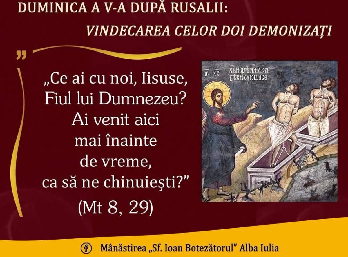 DeputatCDascalu's tweet photo. Erau doi oameni printre morminte, acolo unde nimeni nu mai îndrăznea să treacă. A fost de ajuns un cuvânt — "Ieșiți!" — și lanțul vechi al întunericului a cedat.

Dar când turma s-a pierdut în valuri, oamenii cetății nu s-au bucurat de vindecare. S-au temut de puterea ei și L-au rugat să plece:

"Iar oamenii, văzându-L, L-au rugat să treacă din hotarele lor." (Matei 8:34)

Dacă Iisus ar trece astăzi pragul nostru, L-am primi — sau ne-am teme, ca gadarenii, de schimbarea pe care ar aduce-o? ✝️

Seară liniștită tuturor! Îngeri de pază! Gândul bun!