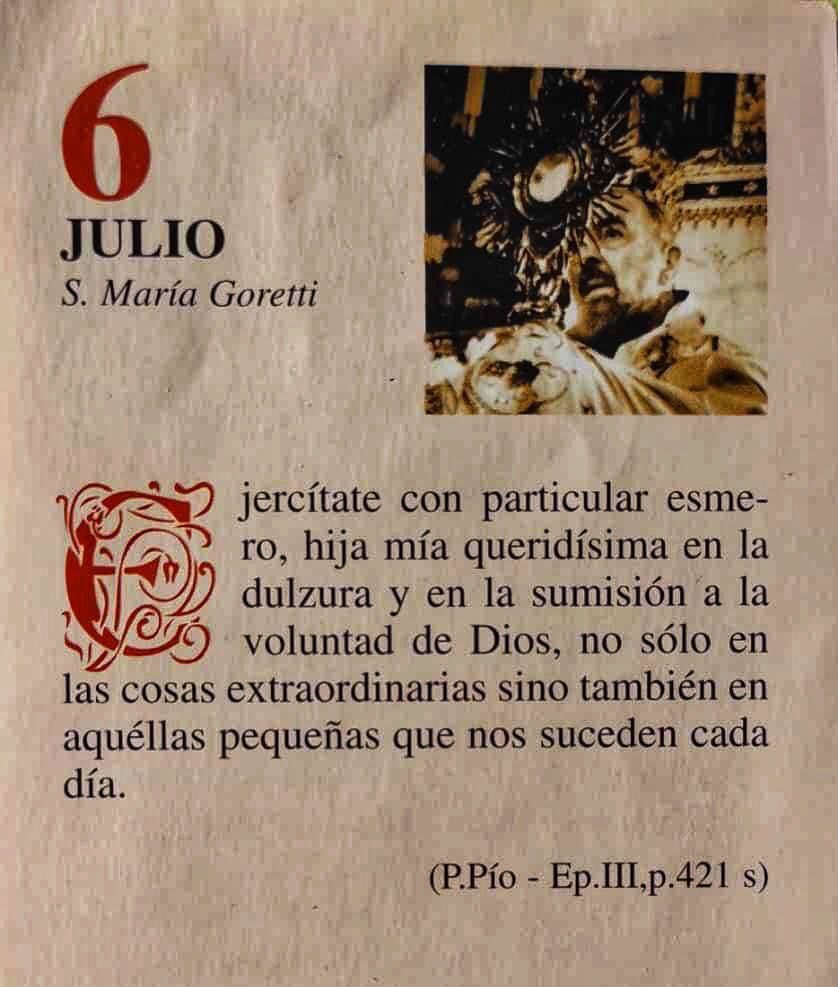 SanPadrePioPiet's tweet photo. ¡Feliz Lunes 6 de Julio!

“Ejercítate con particular esmero, hija mía queridísima en la dulzura y en la sumisión a la voluntad de Dios, no sólo en las cosas extraordinarias sino también en aquellas pequeñas que nos suceden cada día.” https://t.co/8tZ9ammyhF