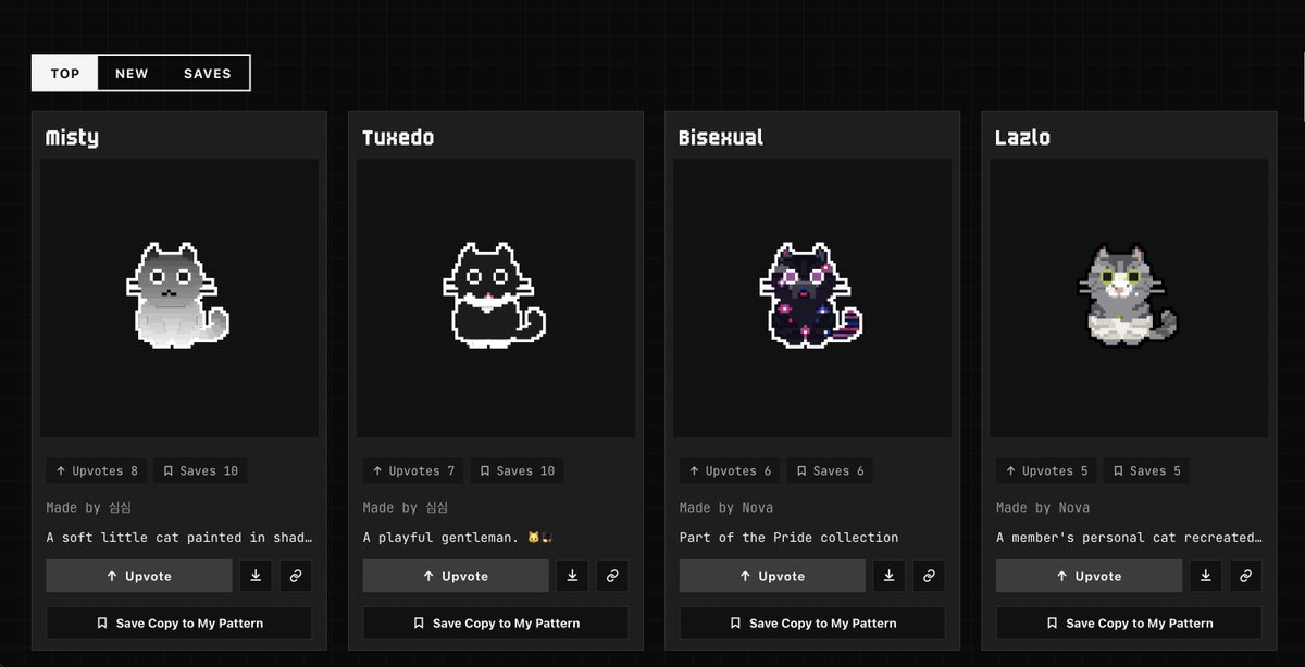 pixelkittyfun's tweet photo. New cats have been added to the showcase.

You can view them in the menu:
https://t.co/jYXrQLS5yd https://t.co/B1MtFyNxP7