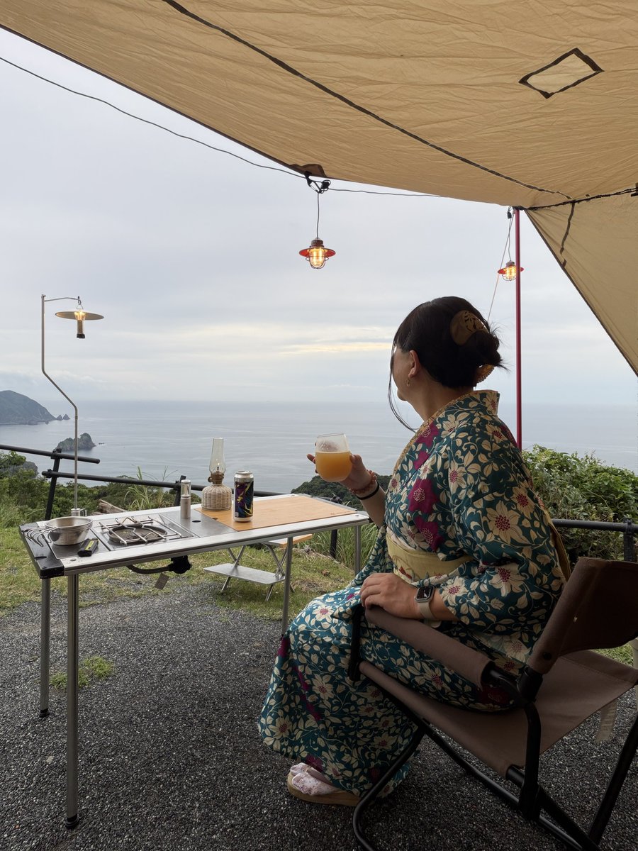 ayn_camp's tweet photo. 梅雨の隙間を狙って、南伊豆夕日ヶ丘キャンプ場へ。
#お着物deソロキャンプ https://t.co/gB5oANBxN7