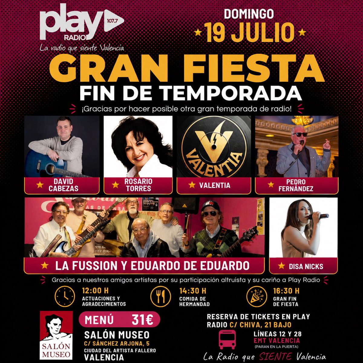 playradiovlc's tweet photo. 🤩 ¿En serio te la vas a perder? 😂😂😂

Un día lleno de sorpresas y alegría en el que celebraremos otra gran temporada hecha realidad 😎😎😎😎

Reserva tu ticket en Play Radio valencia 

¡Te esperamos! 

@VteAlventosa @anamar_vila 
#LaRadioQueSienteValencia https://t.co/P2MdTZZzRL
