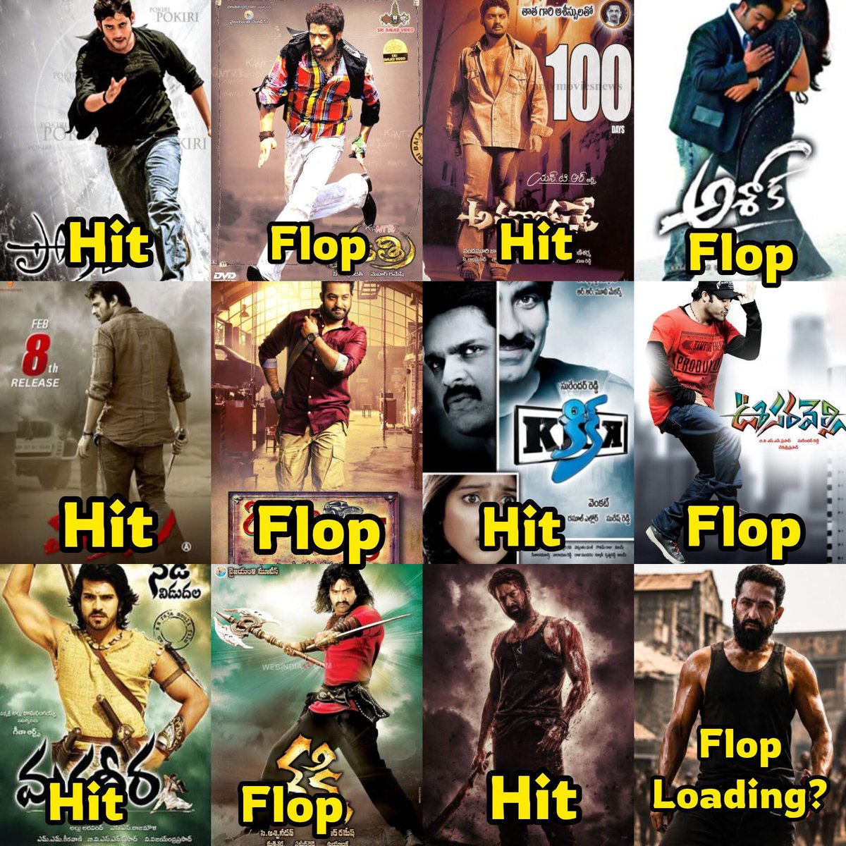 Venki_Megafan's tweet photo. NTR kodi pulusu petti thechukunna remakes and flops https://t.co/Ng90s8BstW