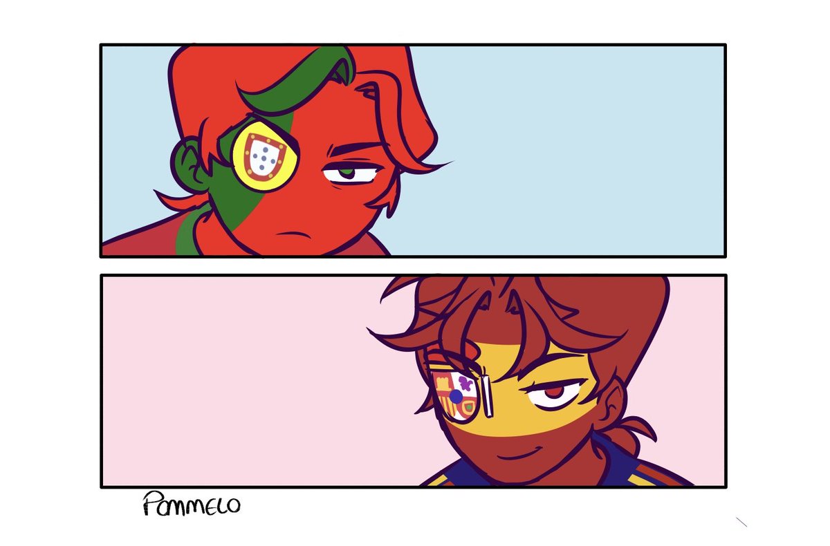 pommelo_0's tweet photo. iberian bros fighting for Galicia once again world cup edition #countryhumans #countryhumansspain #countryhumansportugal https://t.co/GySk0dUkP2
