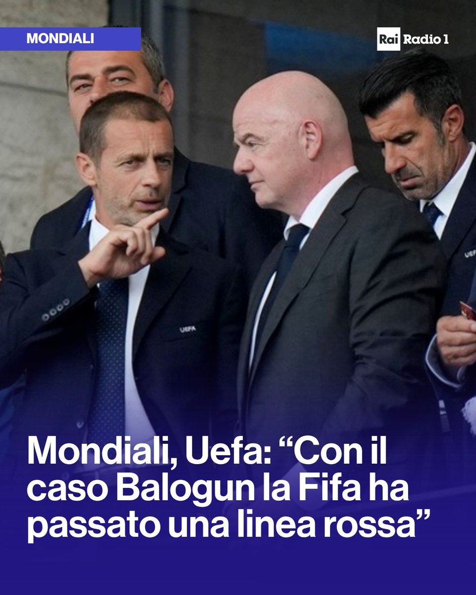 Radio1Rai's tweet photo. 🔵#FIFAWorldCup La Fifa "ha passato una linea rossa" sospendendo il cartellino rosso per lo statunitense Balogun durante i #Mondiali2026. Lo ha affermato in una nota la Uefa, denunciando una decisione "senza precedenti, incomprensibile e ingiustificabile". https://t.co/L1mIwdUw0l