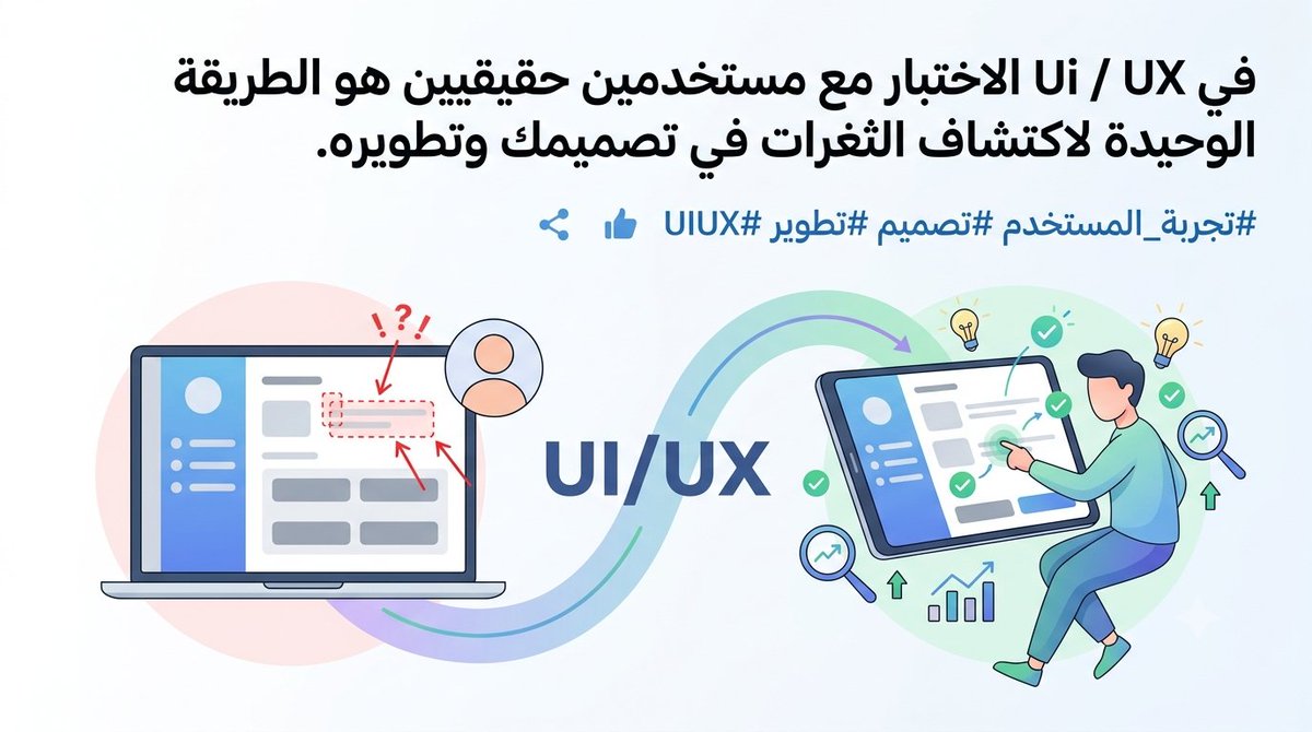 mahalsale7's tweet photo. الاختبار مع مستخدمين حقيقيين هو الطريقة الوحيدة لاكتشاف الثغرات في تصميمك وتطويره. #خبراء_التصميم https://t.co/pSEAv7nIl9