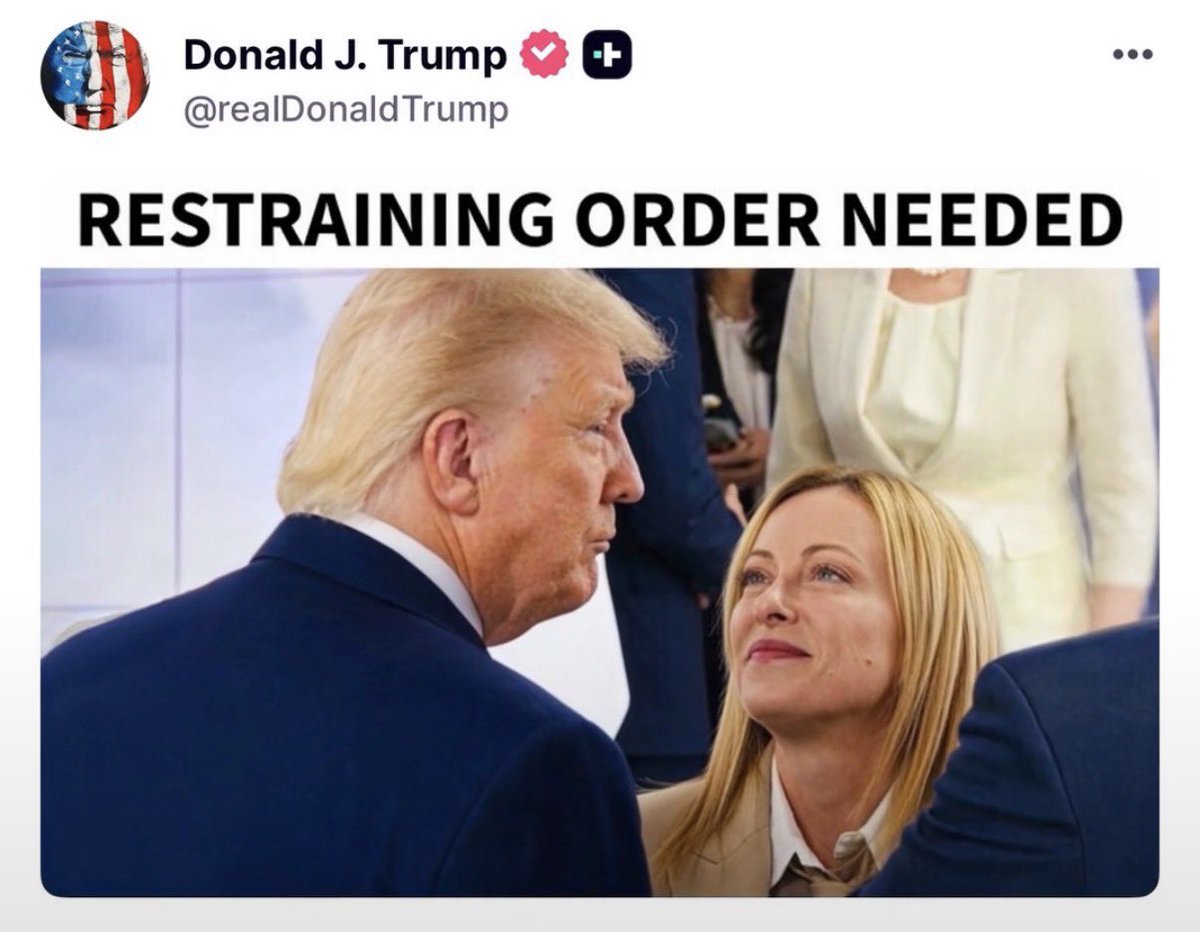 SabrySocial's tweet photo. A Trump non piacciono i doppiogiochisti.
#Meloni https://t.co/S25iawdsIA