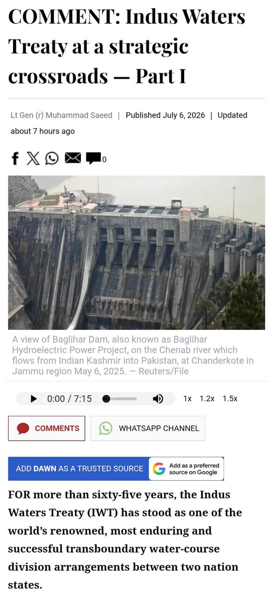 ifdmj's tweet photo. Shared rivers demand shared responsibility.

The Indus Waters Treaty has stood as a symbol of stability for decades. Preserving it through dialogue and respect for international commitments is in the interest of the entire region.

@UN @UNWater @WorldBank @MEAIndia

#IndusWaters https://t.co/CBgQNLjyBK