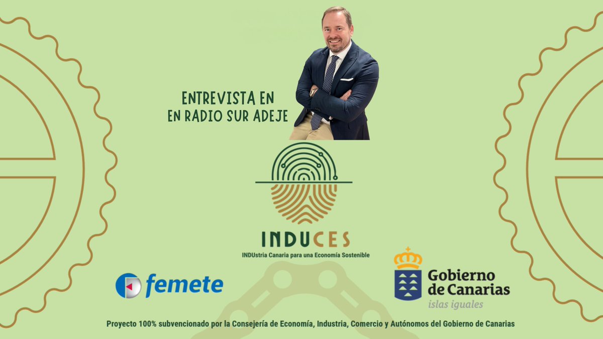 Femete's tweet photo. 📻Radio Sur Adeje FM 107.9 entrevistó hoy al presidente de @Femete sobre movilidad empresarial y sostenibilidad.
🎙Habló del proyecto INDUCES, que subvenciona @EICAGobCan y que ayuda a las empresas a medir el impacto de sus desplazamientos.
🎧 https://t.co/ECsgNnlP28 #INDUCES https://t.co/KfWkjKWp7Q