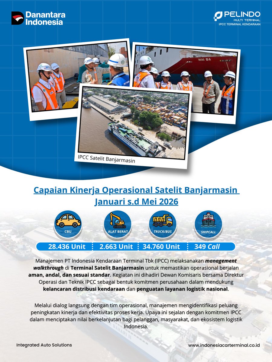 IPCCarTerminal's tweet photo. Setiap langkah perbaikan dimulai dari komitmen untuk terus belajar, berkolaborasi, dan berkembang.

Melalui Management Walkthrough Terminal Satelit Banjarmasin ini, IPCC memastikan setiap terminal terus bertumbuh dengan mengedepankan standar operasional yang andal https://t.co/rUj1cn3RR4