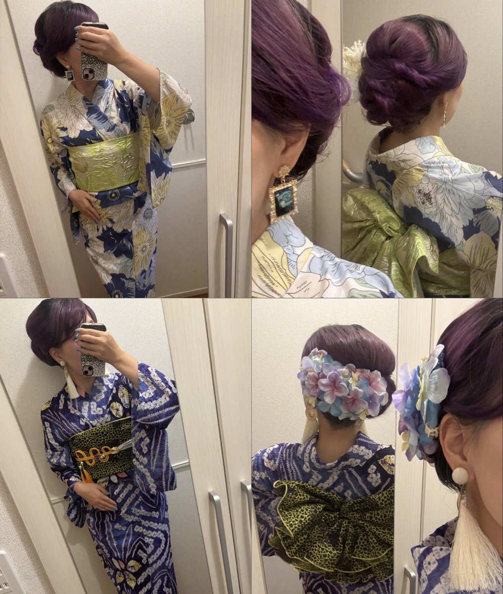 321FLASHY123's tweet photo. 久々に２日連チャンお着物👘✨すなわち甘くて美味しいものも２日連チャン💕今週はまた病院で痛い（かもしれない）検査という試練があるので現実逃避しつつ景気付けという事で😂🍰 着ようと思っていた浴衣と帯がなぜかどこかに行ってしまっていて、急遽1番手前にあったお淑やかな浴衣で🪻 https://t.co/naRmR0jpPv