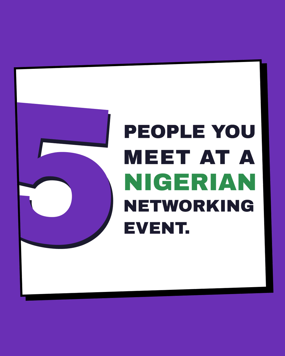 nectall_app's tweet photo. Five types of people you meet at a Nigerian Event.

Which are you???
#nectall #connecting #networking https://t.co/GvWXKscynC