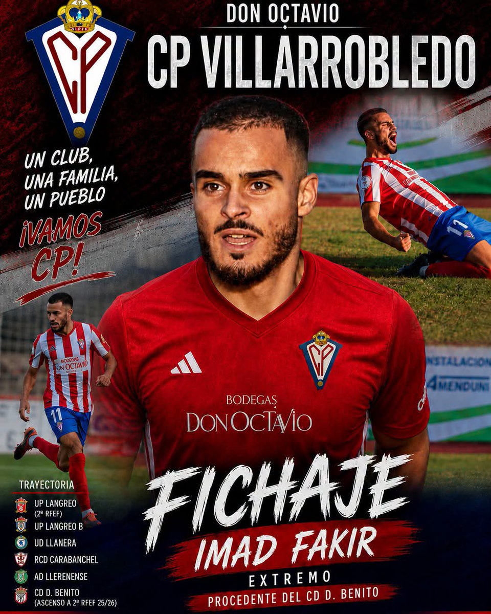CPVillarrobledo's tweet photo. 🚨 𝗙𝗜𝗖𝗛𝗔𝗝𝗘 | 𝗜𝗠𝗔𝗗 𝗙𝗔𝗞𝗜𝗥 ❤️💙
El CP Villarrobledo incorpora a Imad Fakir procedente del CD Don Benito como nuevo jugador para la temporada 2026/27.
⚡️ Extremo de gran velocidad, verticalidad y desequilibrio. https://t.co/rFilXweHGt