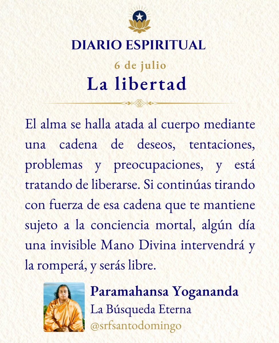 SRFsantodomingo's tweet photo. ☀️ ¡Buenos días! Bendecido lunes.
Que tengas una semana armoniosa, colmada de paz y abundantes bendiciones. Y que la vivas con mayor conciencia de la amorosa presencia de Dios en tu vida.🌸🌻🙏
#Libertad #SerLibre #SéLibre  #Meditación #Dios #Yoga #KriyaYoga #Yogananda https://t.co/0EEKEVvzmF