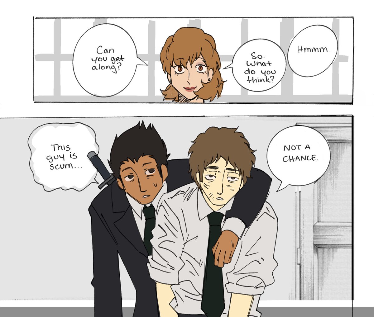 KAZK0T0's tweet photo. HUGE CSM SPOILERS

chainsaw man x persona 3 social links part 3…ignore my lazy shitty coloring https://t.co/By9gdxH1Ff