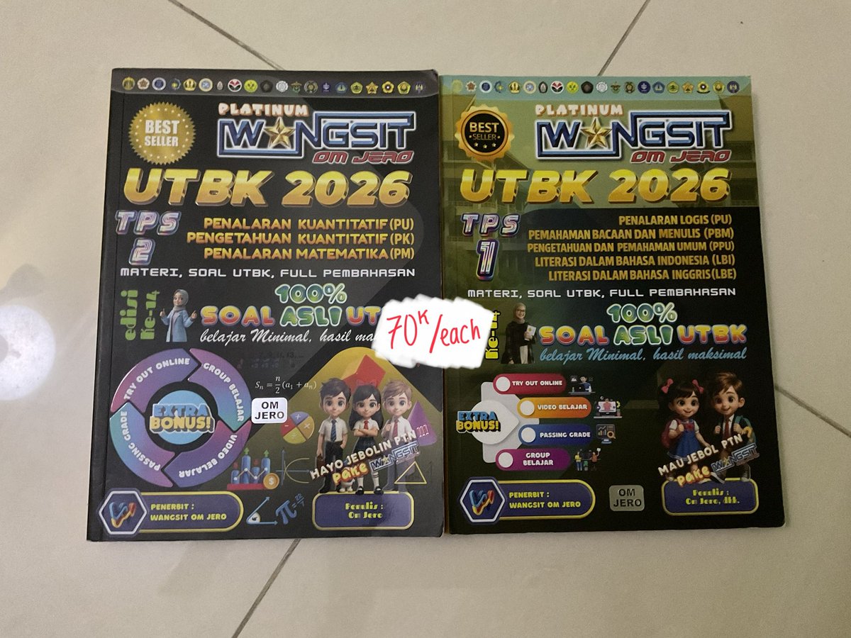 bbkucing's tweet photo. WTS WANGSIT OM JERO UTBK 2025/2026
💰70k/each || take all 125k
Buku 1️⃣: PU PBM PPU LBI LBE beberapa soal sudah dijawab
Buku 2️⃣: PU beberapa soal sudah dijawab, PK PM kosong

📝 Coretan menggunakan pensil and very good condition. https://t.co/yPiosZAM21