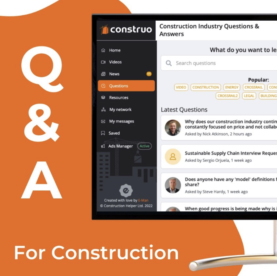 Construonetwork's tweet photo. Got a construction question? ๐๏ธ
Get real answers from real professionals on Construo.
Whether it's contracts, costs, or site logistics, ask away and tap into the industry's collective know-how.
https://t.co/24mrmjJLPn
#Construo #ConstructionQA #AskAQuestion https://t.co/qLKt4SOven